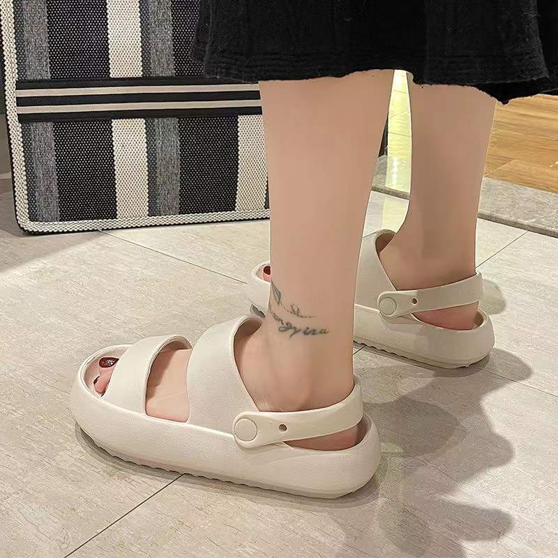 Thời Trang Dép Sandal Đế Dày Siêu Mềm Chống Trượt Màu Trơn unisex