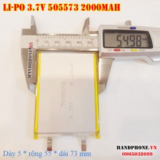 Pin Li-Po 3.7V 2000mAh 505573 505575 (Lithium Polymer) cho điện thoại, loa Bluetooth, định vị GPS, camera hành trình
