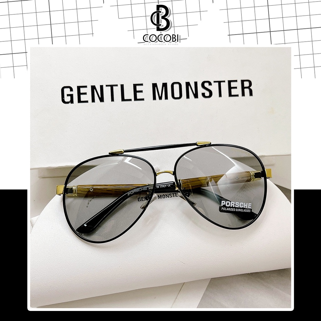 Kính Mát Thời Trang Nam Cao Cấp Chân Phối Gỗ Dáng Phi Công Tròng Polarized Chống Tia UV - CBKMM 12