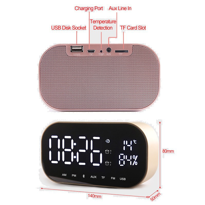 Loa Bluetooth Kiêm Đồng Hồ Báo Thức Yayusi S2 ( bảo hành 6