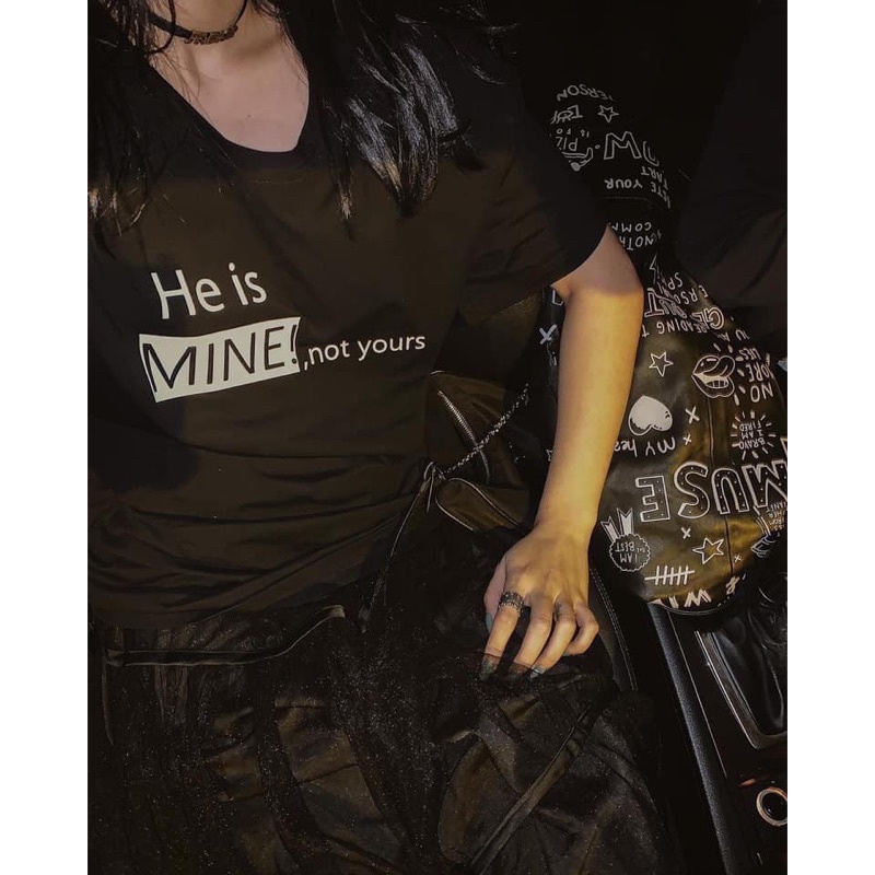 Áo Thun PHÔNG NAM NỮ Tay Ngắn UNISEX COUPLE CẶP ĐÔI MINE - Hình chụp thật