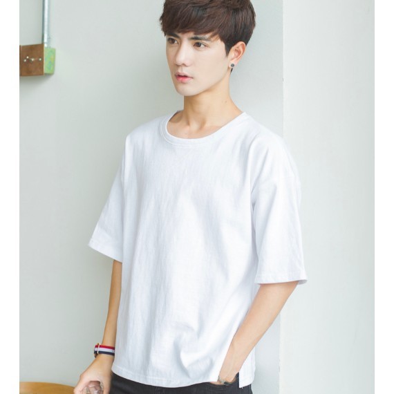 áo thun tay lỡ màu trắng FOME RỘNG có chọn size, chất thun xịn 0ffk9