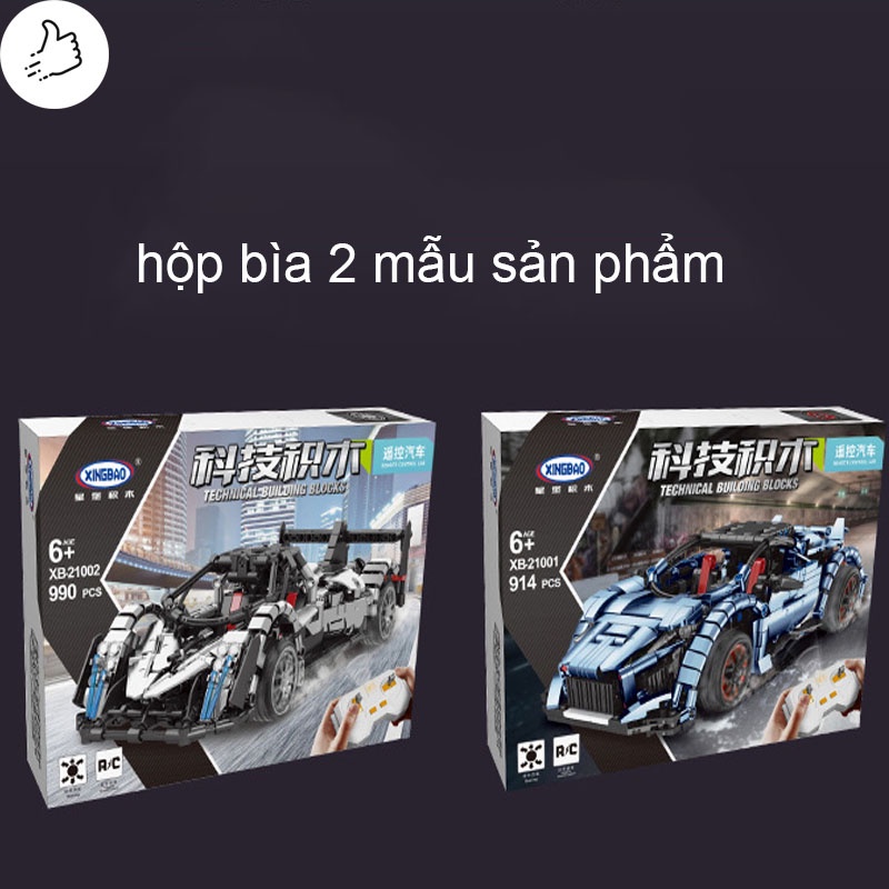 Đồ Chơi Lắp Ráp Kiểu LEGO TECHNIC Siêu Xe Lykan Hypersport Điều Khiển Từ Xa RC Model XB21001-XB21002 Với 900+ Mảnh Ghép