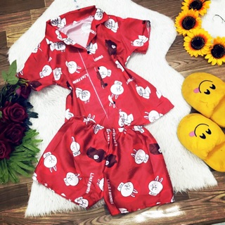 Bộ ngủ phi bóng Pijama gấu line