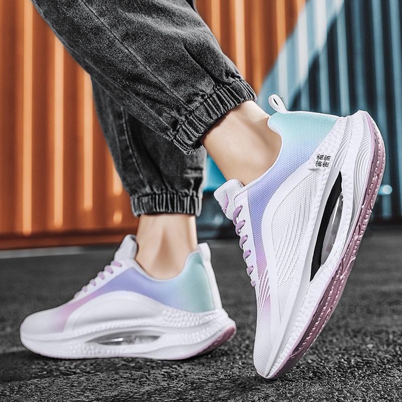 Giày Thể Thao Đế Mềm Siêu Nhẹ Phối Lưới Thoáng Khí Phong Cách Hàn Quốc Cho Nam Và Nữ