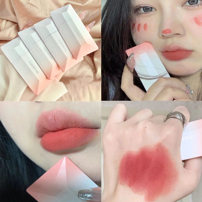 (Giá sỉ) Daimanpu Son Kem Màu Nhung Lì Kết Cấu Trong Suốt Thẻ Sương Mù Cá Tính Dành Cho Bạn Gái