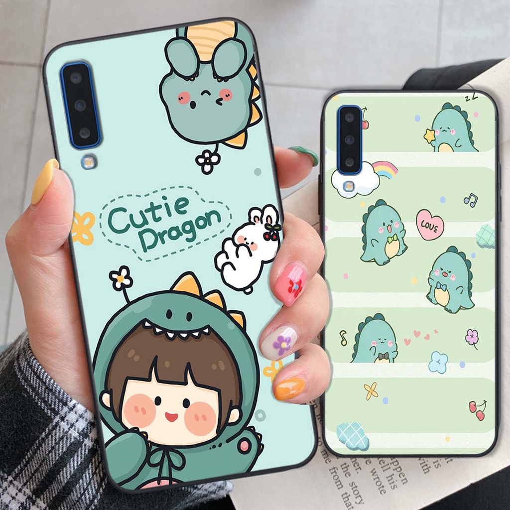 Ốp Samsung A7 2018 / A9 2018 in hình khủng long Dino siêu dễ thương