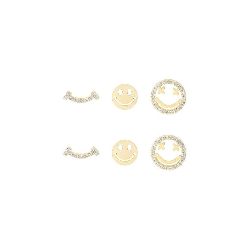 [Jiudolan] Set 6 Đôi Bông Tai Mạ Bạc 925 Hình Mặt Cười Phong Cách Hàn Quốc Thời Trang Mùa Hè Dành Cho Nữ