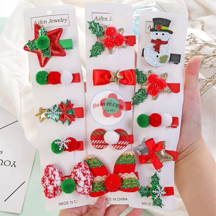 Set 5 kẹp tóc Giáng Sinh xinh xắn đáng yêu 01046