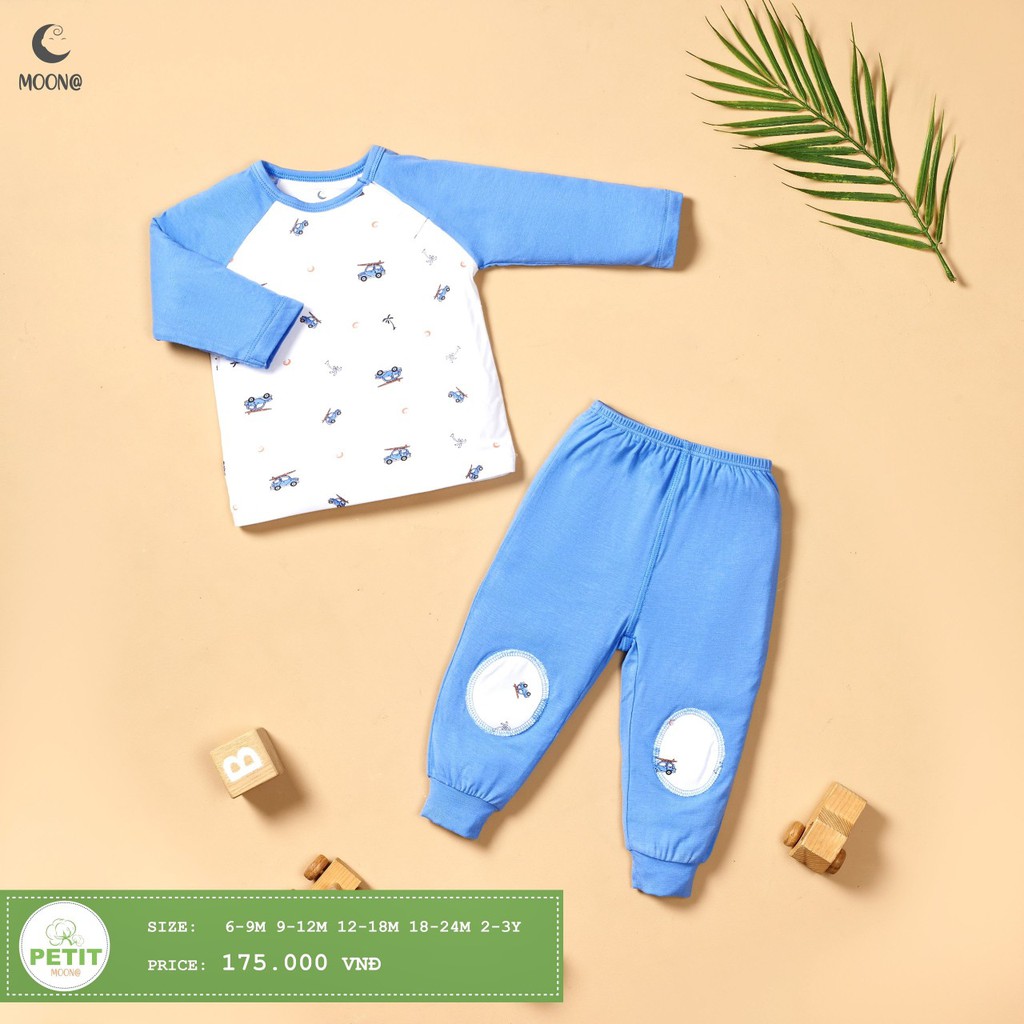 [CHÍNH HÃNG] Bộ dài tay raglan petit trẻ em phối họa tiết Moon