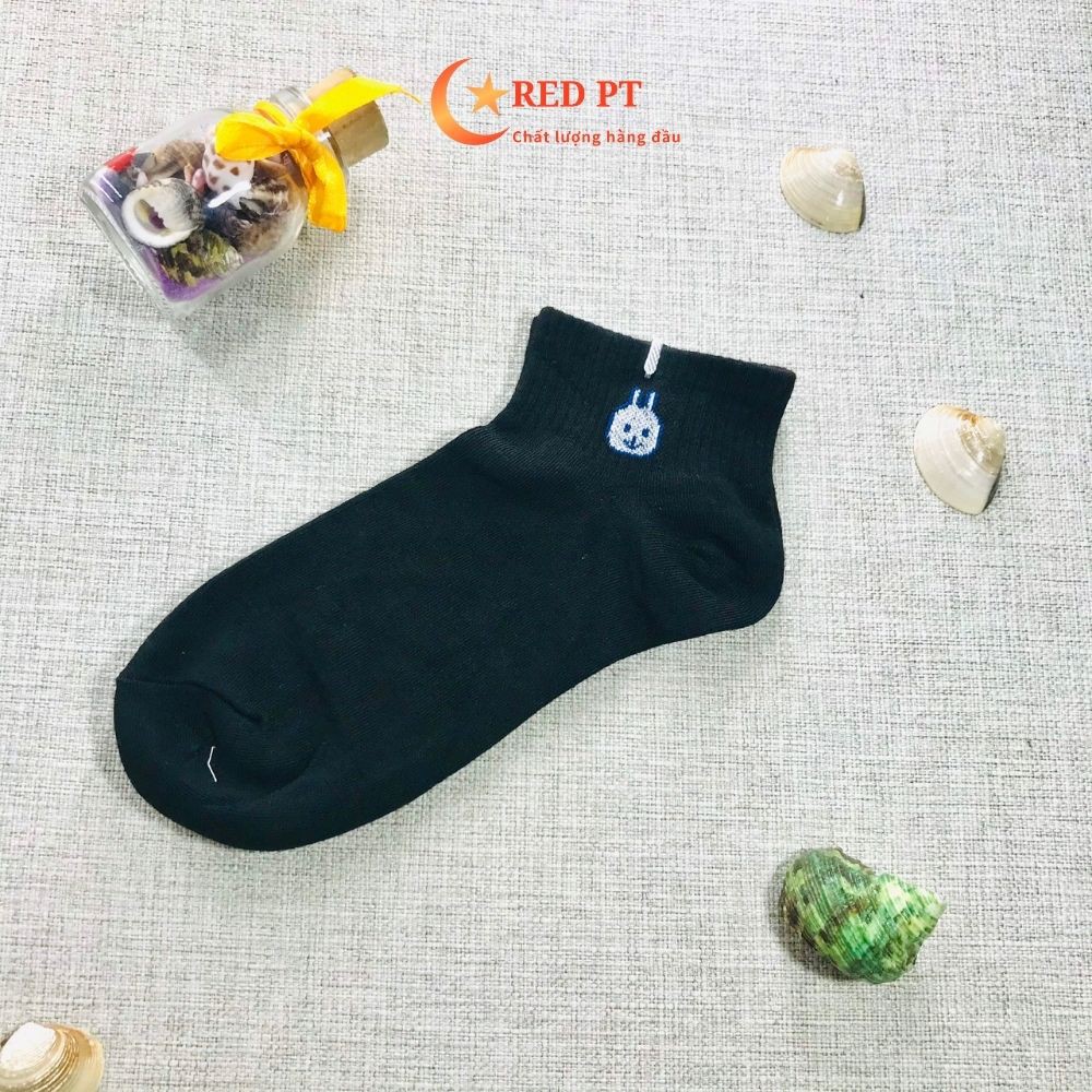 Tất nữ cổ ngắn vớ xinh cute màu trắng cotton hình chữ và gấu thú