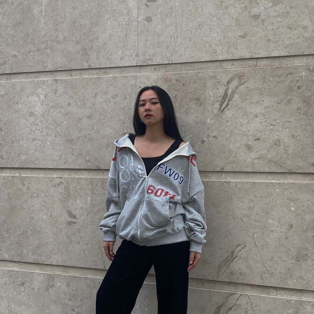 Áo Hoodie Zip Club One Màu Xám