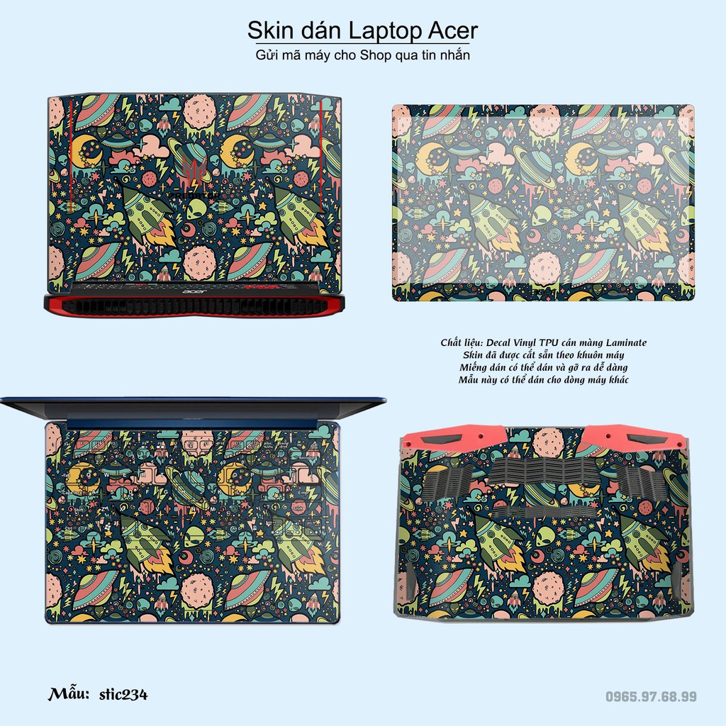 Skin dán Laptop Acer in hình Hoa văn sticker _nhiều mẫu 38 (inbox mã máy cho Shop)