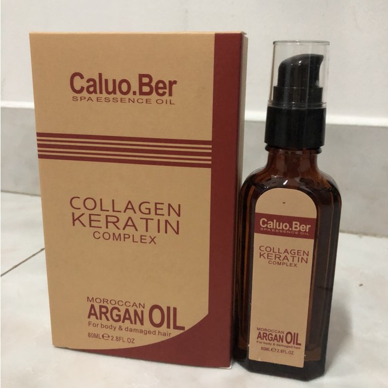 Tinh dầu Caluo.Ber Argan Oil Moroccan Collagen Keratin Complex dưỡng tóc bóng mượt 80ml (Italy)