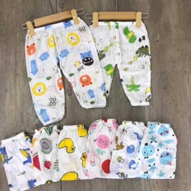 Combo 10 Quần dài cotton giấy cho bé