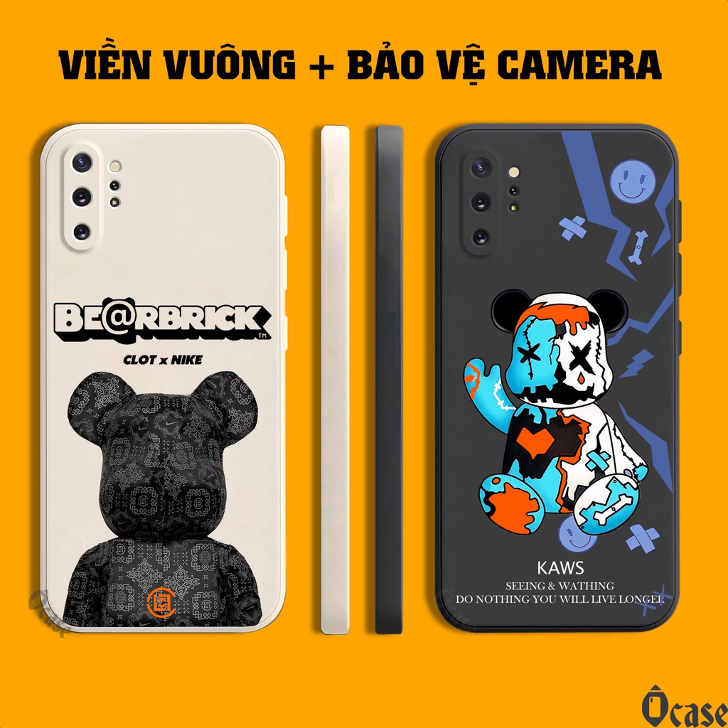 Ốp lưng Samsung Note 10 / Note 10 Plus in hình gấu cạnh viền vuông có bảo vệ camera