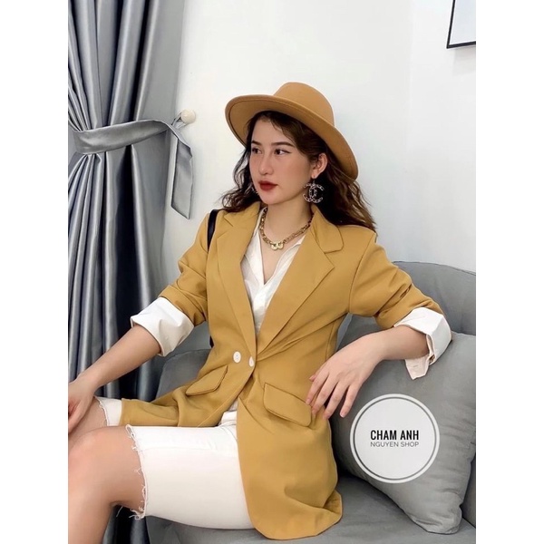 Áo khoác vest dài tay lật gấu style hàn quốc