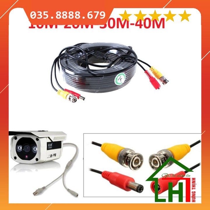 Cáp Camera Có Nguồn Và Đầu BNC Sợi Nhỏ Tiện Lợi 10M - 15M- 20M - 30M - 40M Hưng Thịnh computer