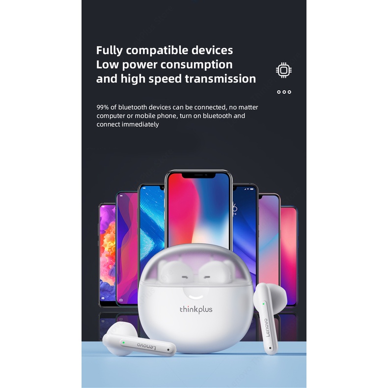 Lenovo LP1 Pro TWS 5.1 Tai nghe Bluetooth Tai nghe siêu trầm stereo Hi-Fi Loại C Tai nghe không dây có micrô