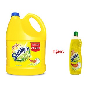 KM mua 1 can Nước Rửa Chén Sunlight Chanh Dạng Chai 3.8kg tặng 1 chai NRC sunlight 400ml