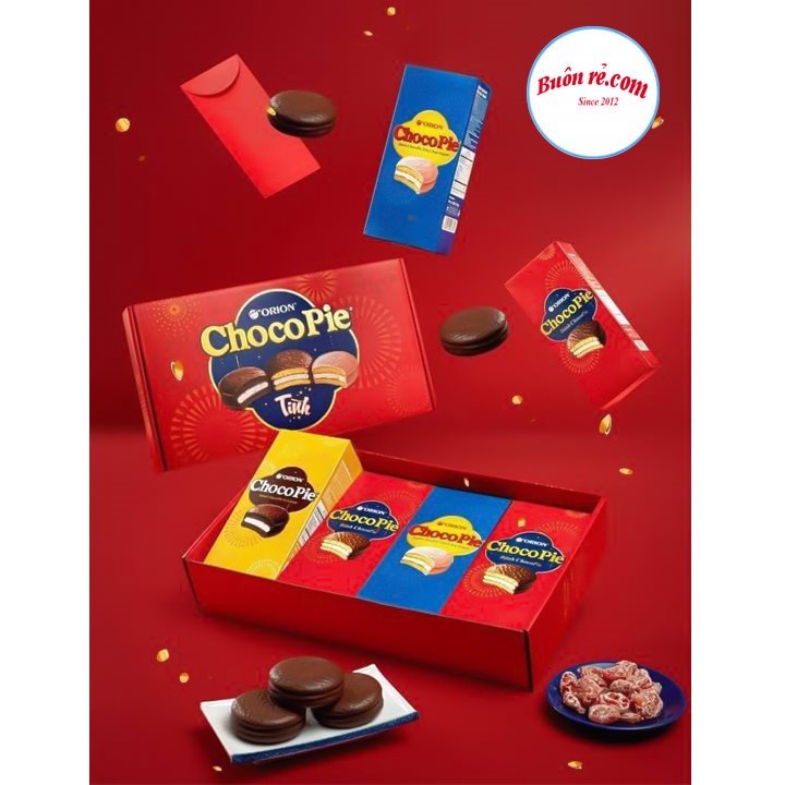 Hộp quà tặng Tết bánh Chocopie Tình 16 chiếc - Hộp bánh Chocopie quà Tết yêu thương 2022 -  01522