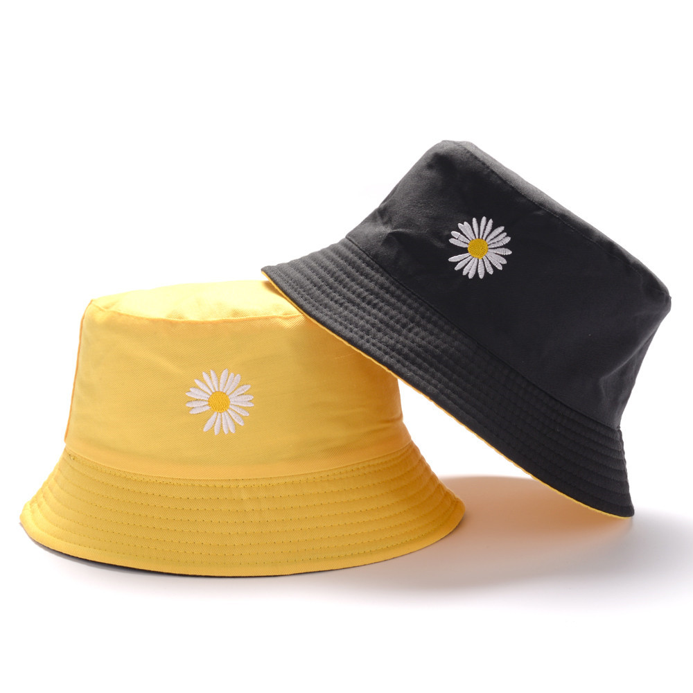 🎉ONLY🎉 Fashion Double-Sided Bucket Hat Women Men Sun Hat Daisies Fisherman Cap Outdoor Sunscreen Summer Casual Cotton Foldable