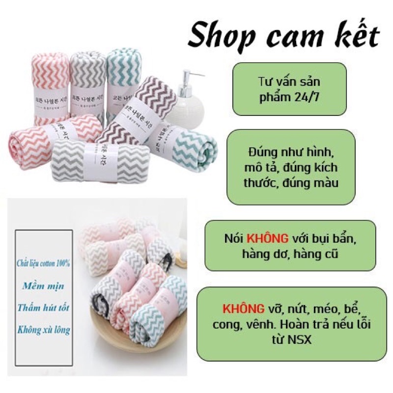 Khăn Mặt Lông Cừu Xuất Hàn Mềm Mịn Vân Kẻ Sọc