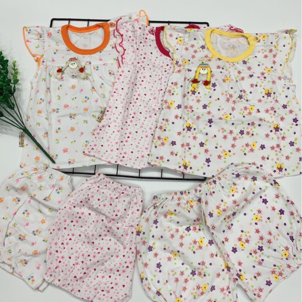 BỘ CHO BÉ GÁI THUN COTTON THẤM HÚT MỒ HÔI (4KG-12KG)