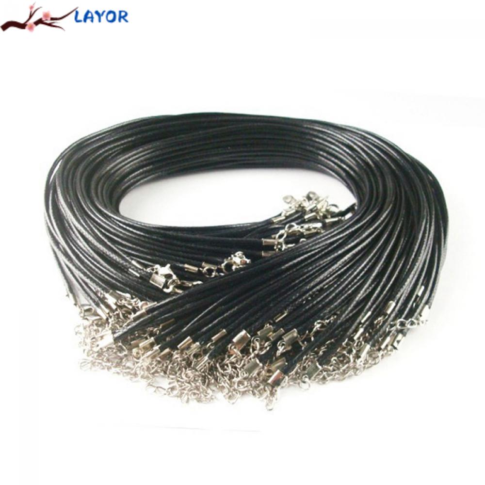 Layor Fashion Chain Men Wax Rope Necklace Women Tone Leather Black Wholesale