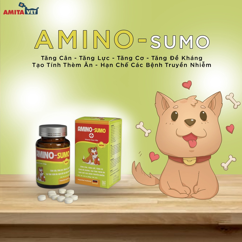 Mượt lông chó mèo AMINO SUMO giúp thú cưng tăng đề kháng miễn dịch bổ xung vitamin mượt lông và ăn ngon miệng