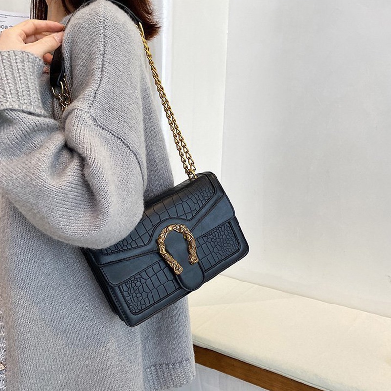 IELGY Túi Đeo Vai Họa Tiết Da Cá Sấu Phong Cách Retro Thời Trang Cho Nữ