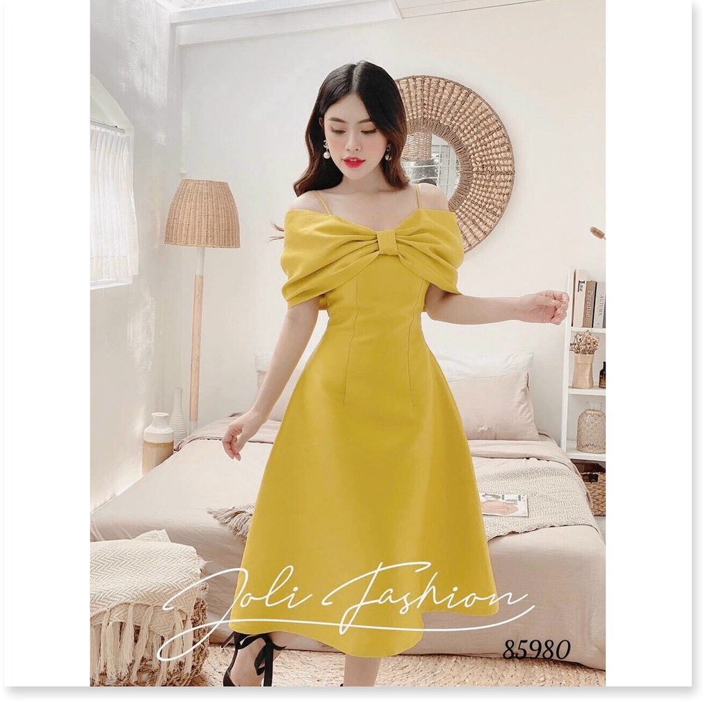 ĐẦM XÒE DỰ TIỆC NỮ CỔ CỘT NƠ SIÊU XINH SANG TÔN DÁNG CHO CÁC CHỊ EM KME FASHION