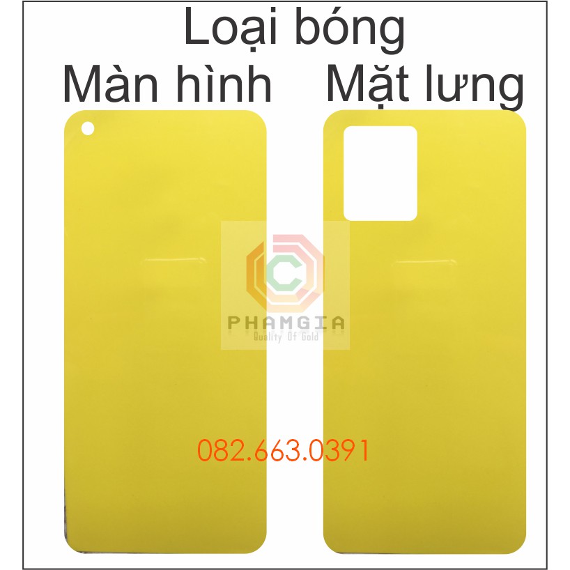 Dán PPF Realme 8 pro loại bóng, nhám dành cho màn hình, mặt lưng, mặt lưng full viền