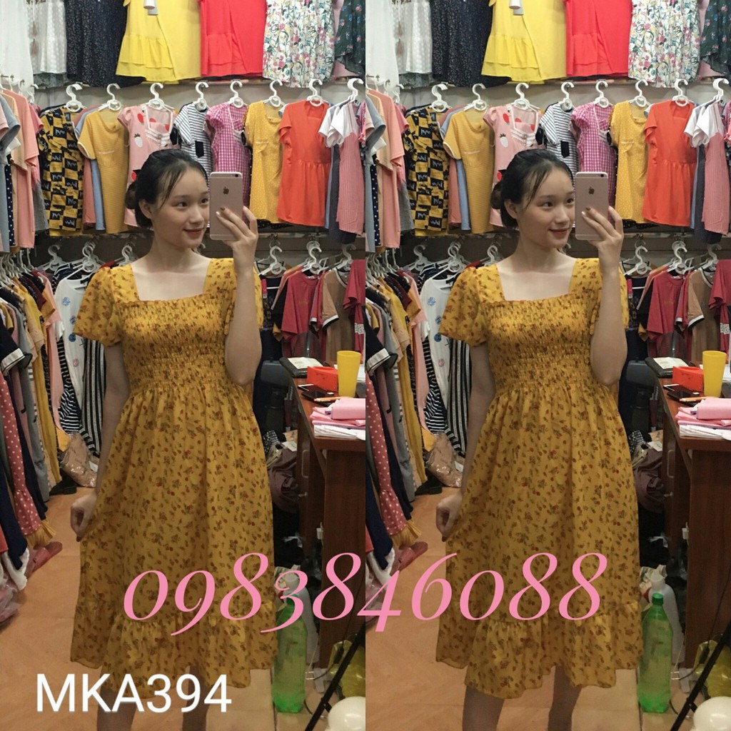 Đầm bầu thời trang MKA817N hoa nhí chun ngực