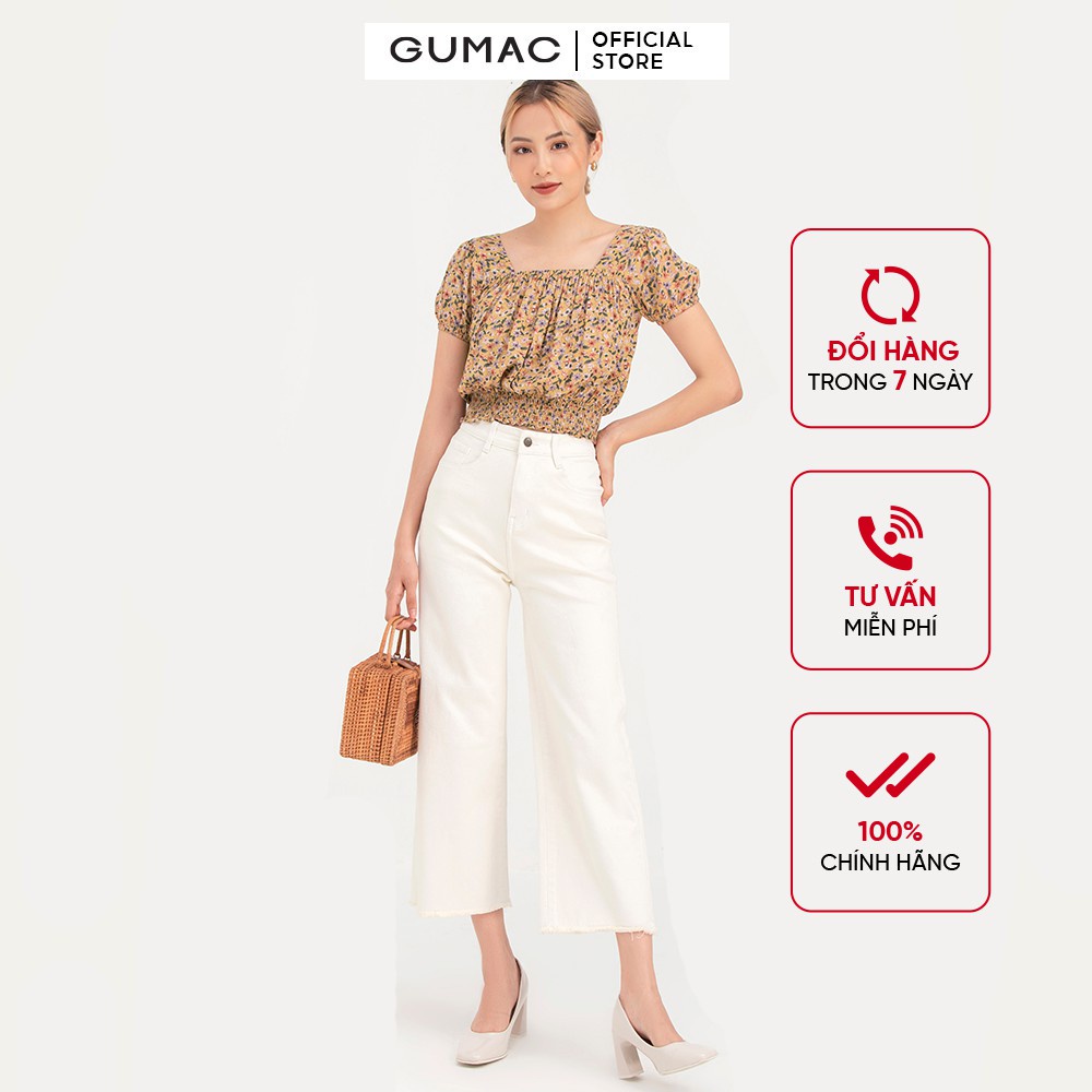[Mã WABRGU50 giảm 10% đơn 250K] Áo sơ mi nữ cổ vuông nhún eo GUMAC AB773
