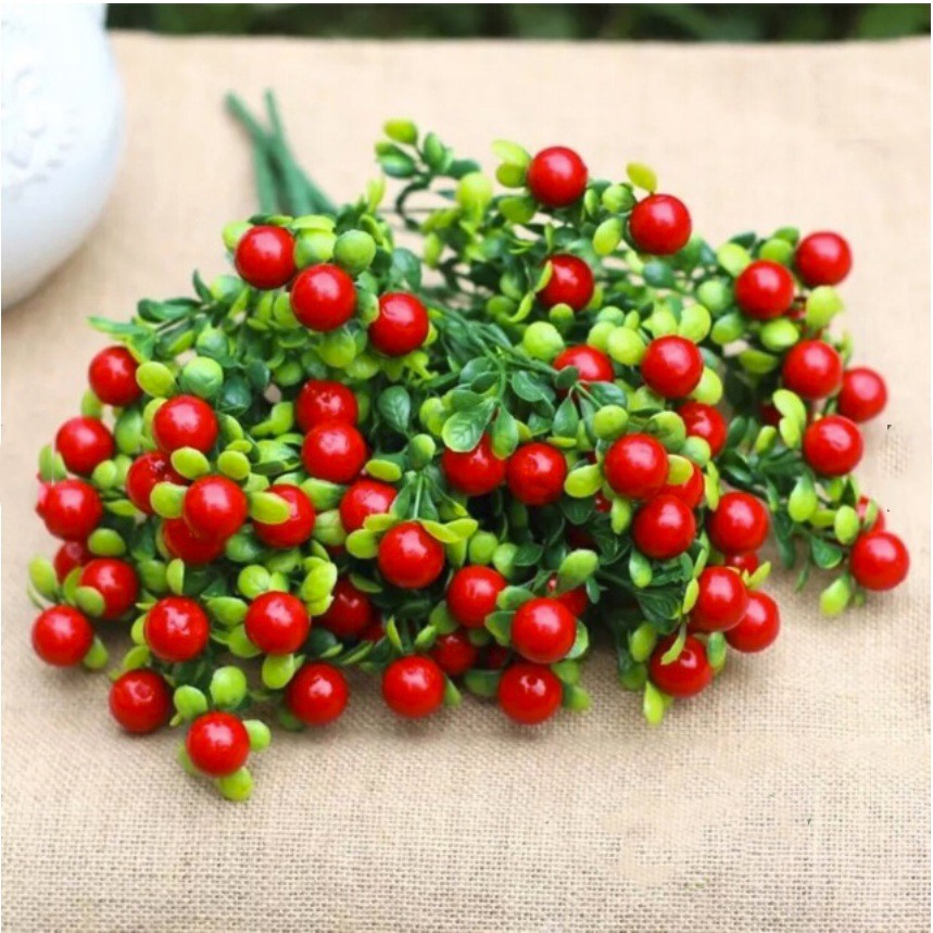 Cành Quả Cherry Giả - Cây Giả Trang Trí Nhà Cửa Lizflower [B4-D1]