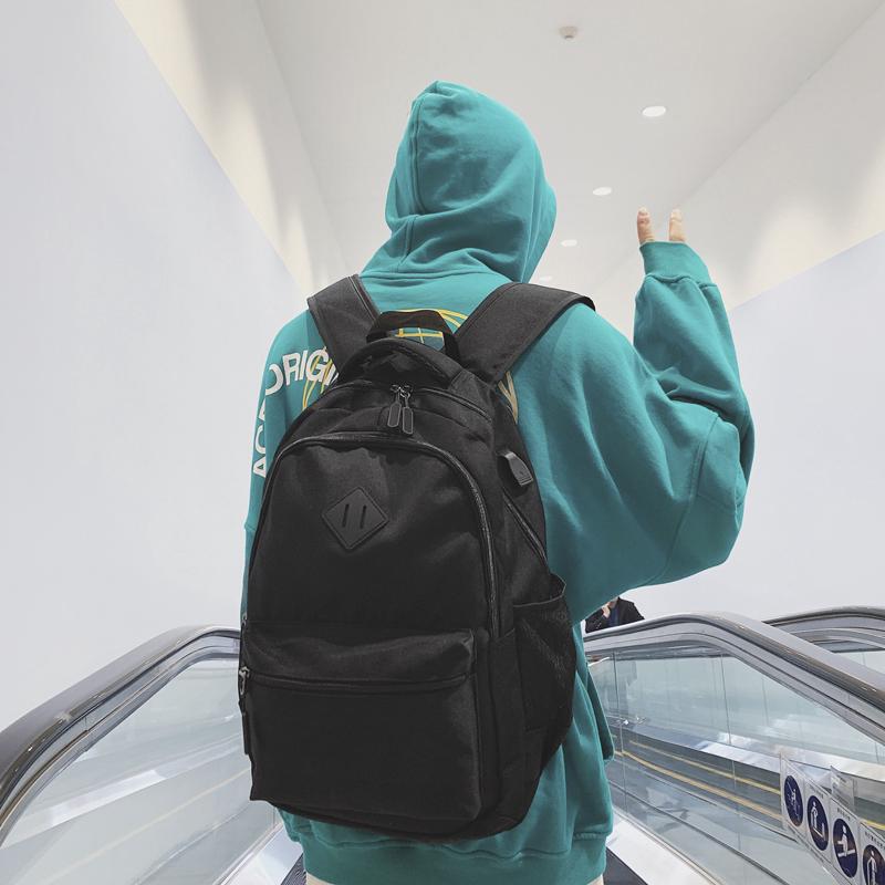 Hàng mới v big young shoulder black color Korean solid thickening enlarged version backpack men's bag computer fashionable of