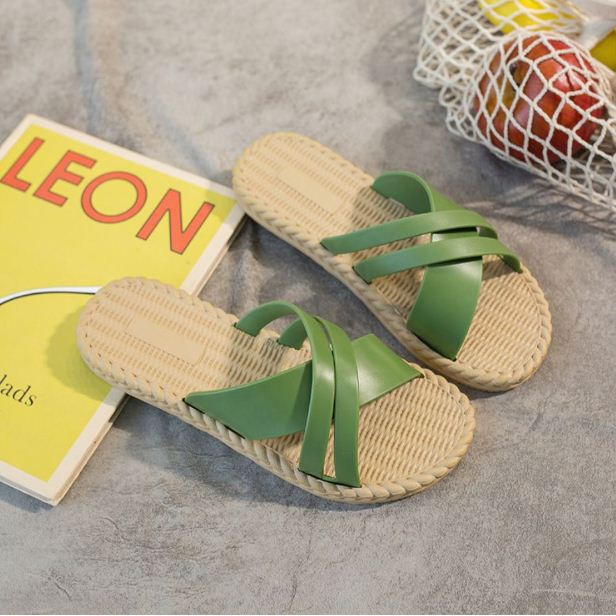 Dép nữ quai chéo đế cói chống trượt DN04