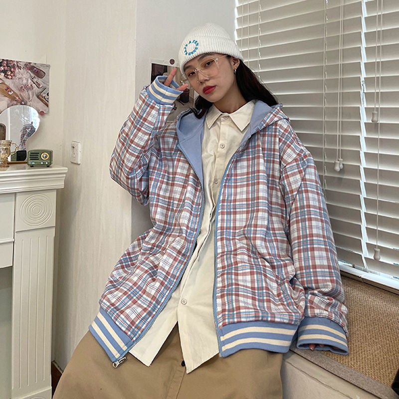 Áo Khoác Ca Rô Hai Mặt Phong Cách Hàn Quốc 2021 Cho Nữ | BigBuy360 - bigbuy360.vn