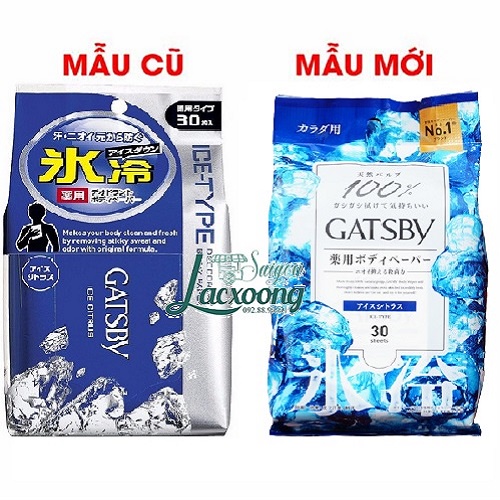 KHĂN ƯỚT SÁT KHUẨN KHỬ MÙI GATSBY ICE NHẬT BẢN 30 TỜ