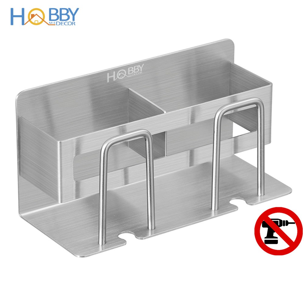 Kệ để bàn chải đánh răng 2 ngăn dán tường inox 304 Hobby CD3M