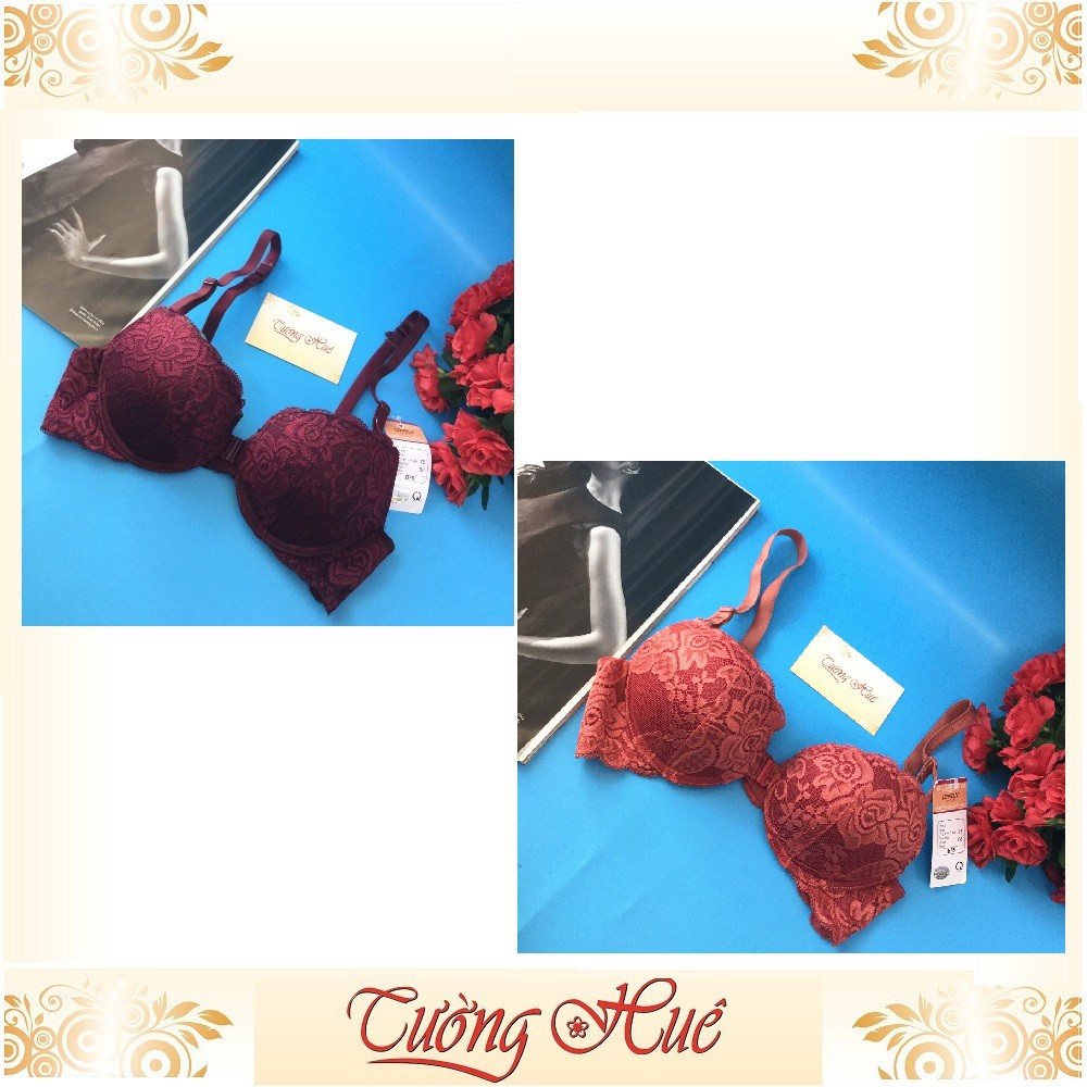 Áo lót nữ Lovely 303 ren nâng ngực cúp bầu ngang cài trước.