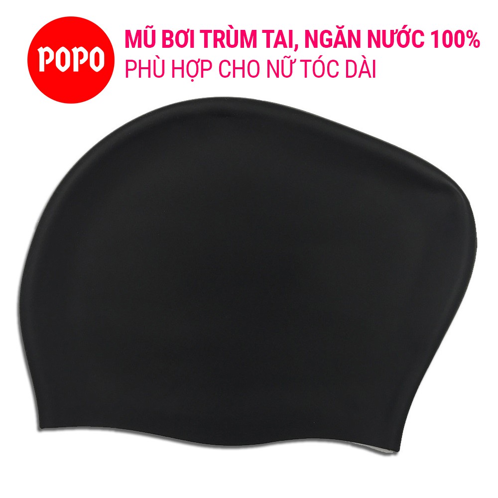 Nón bơi silicone trùm tai, trùm tóc cho nữ có tóc dài POPO Collection CA45