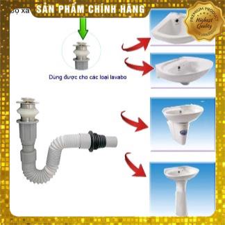 Ống Xả chậu Lavabo ruột gà, xả xi phong chậu rửa mặt