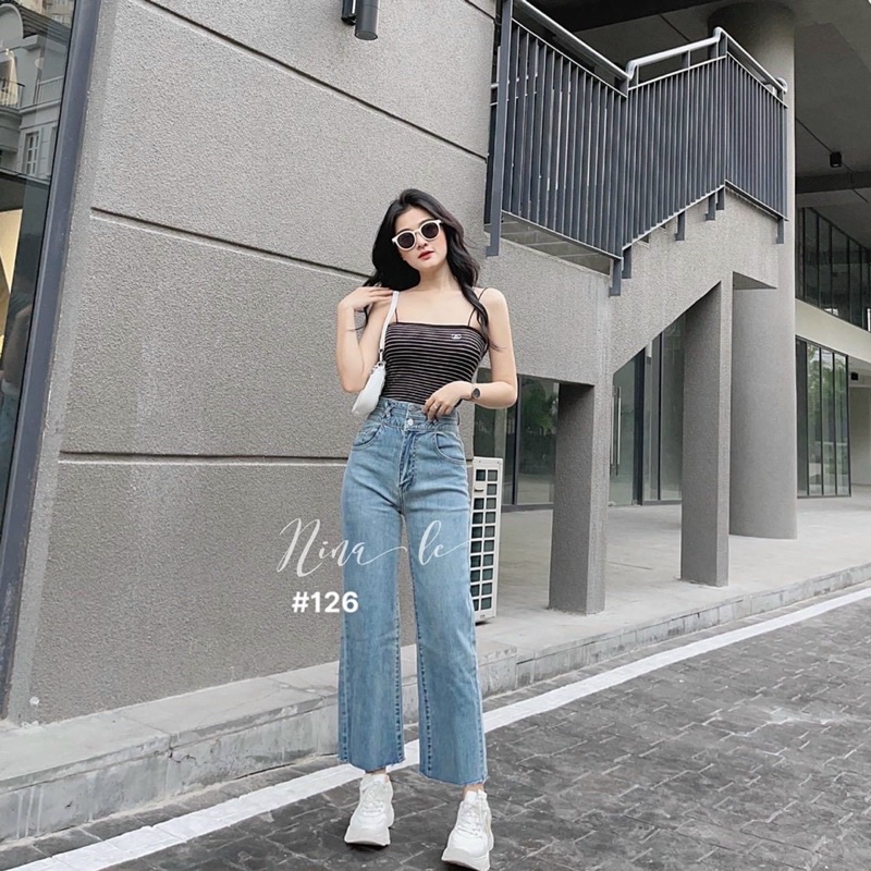 Bigsize(30-35) Freeship Quần Jeans Suông 2 Nút VNXk Kiểu Baggy Ống Rộng Size Lớn Ms 126- TC Shop Jeans