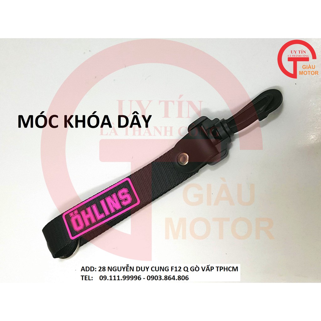 MÓC KHÓA DÂY BẰNG VẢI DÙ THỜI TRANG IN CHỮ OHLINS MÀU HỐNG BỀN ĐẸP