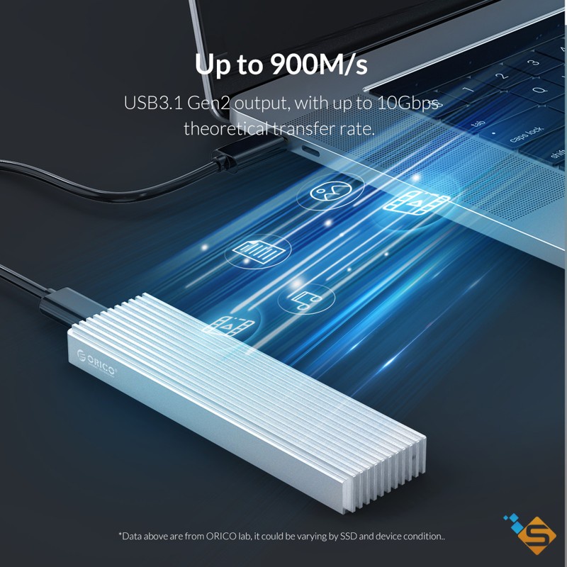 Hộp Đựng Ổ Cứng SSD ORICO M2 NVME M2PJ-C3  Kèm Cáp USB Type-C USB 3.1 Gen 2 Tốc Độ 10Gbps Vỏ Nhôm - Bảo Hành 1 Năm
