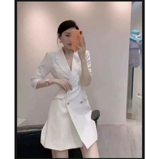 Đầm vest tay lửng phối cúc sang xinh