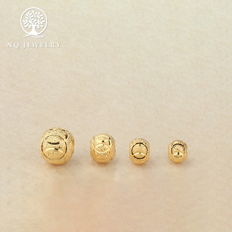 Combo 10 charm bạc bi tròn họa tiết mạ vàng - NQ Jewelry
