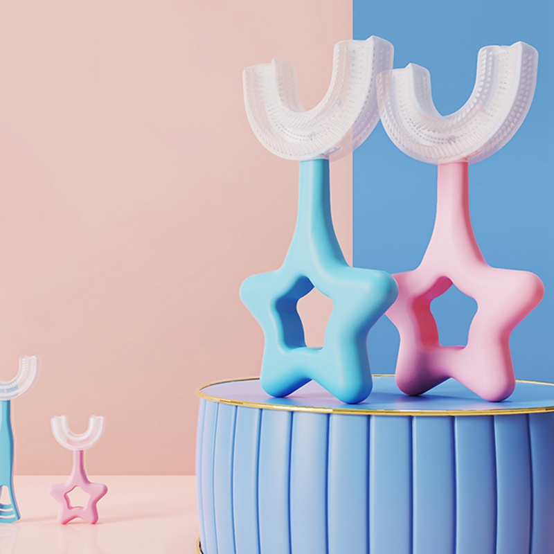 Bàn chải đánh răng silicon hình chữ U xoay 360 độ cho bé